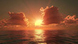 Sun rising and setting over a vast ocean. Generative AI illustration 