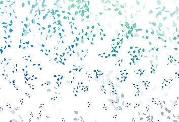 Poster - light blue, green vector backdrop with abstract shapes.