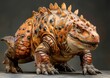 Ankylosaurus dinosaur in studio setting with dramatic lighting. intricate patterns and textures of armor-like skin and spikes, showcasing prehistoric essence and powerful appearance.