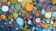© Duka Mer - Colored cartoon bubbles form a pattern explosion, enhanced digitally in a naive style.