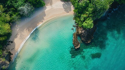 Crystal Clear Waters and Lush Nature in a Tropical Beach Paradise