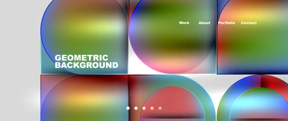 Aufkleber - A vibrant geometric background featuring colorful circles on a white canvas. This design incorporates a blend of electric blue, magenta, and other bold hues, creating a lively and modern aesthetic