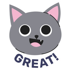 Sticker - Smiling Cat with Great Lettering