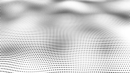 Poster - Black digital dots form waves against on abstract background. Futuristic, Modern, Digital, abstract, and technological dots on a wavy background