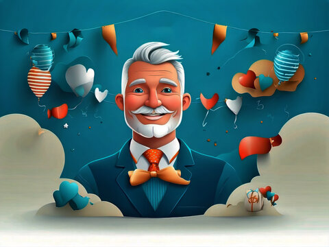 Happy Father's Day greeting card and sale poster background design. Vector illustration design