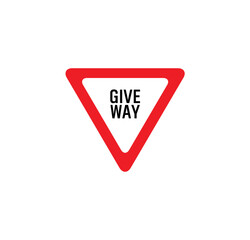Wall Mural - Give way sign on white background