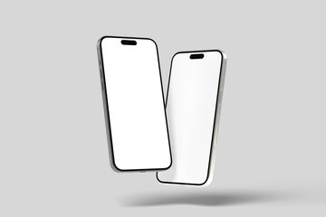 Wall Mural - front view angle two mobile realistic mockup blank