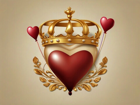Happy Father's Day with a love balloon illustration and golden crown design.