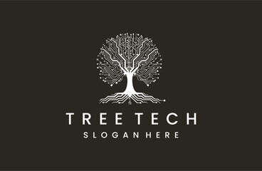 tree tech logo template vector illustration design