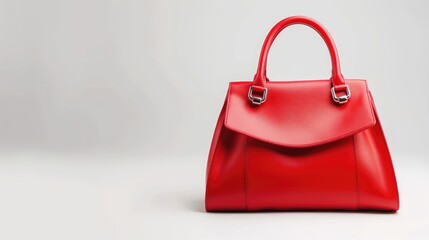 Designer red handbag for women displayed on a white background