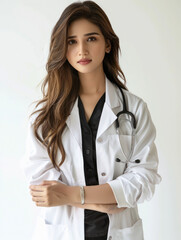 Wall Mural - Young indian female doctor standing confidently