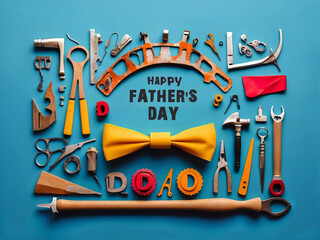 Text Happy Father's Day made from master tools design. Creative congrats concept for Dad's Day celebration