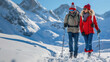 © PRASANNAPIX - young couple hiking in deep snow