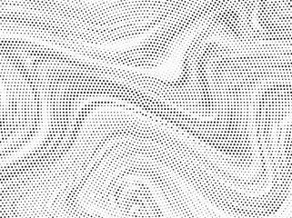 Aufkleber - Abstract black and white psychedelic seamless dotted marble pattern with hallucination swirls. Vector liquid monochrome acrylic texture. Flow art. Tie dye simple artistic effect. Halftone background. 