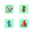 Interest rate line icon set. Loan contract, percent down and percent up, diagram and chart. Calculations concept. Vector illustration for web design