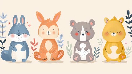 Heartwarming Cute Animal Characters Spreading Love and Kindness
