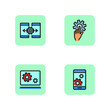 Settings line icon set. Work process on smartphones and computer, gear sign. Working on devices concept. Vector illustration for web design