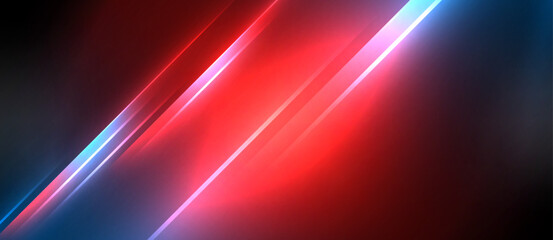 Aufkleber - Automotive lighting inspired, a vibrant pink and violet neon line on a black background creates a stunning visual effect resembling a lens flare in magenta and electric blue tones