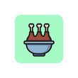Line icon of bowl with chicken legs. Fried chicken, roasted chicken, grilled meat. Meal concept. For topics like food, menu, cooking