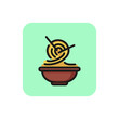 Line icon of bowl with Chinese noodles and chopsticks. Spaghetti, pasta, Italian food. Dish concept. For topics like food, menu, national cuisine