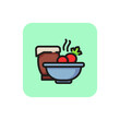 Line icon of bowl with hot borscht and sour cream. Vegetable soup, Russian food, Ukrainian food. Meal concept. For topics like national cuisine, food, menu