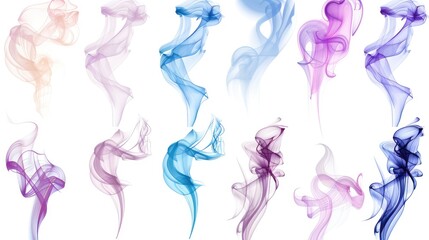 Wall Mural - Collection of Abstract Smoke Backgrounds Isolated on White