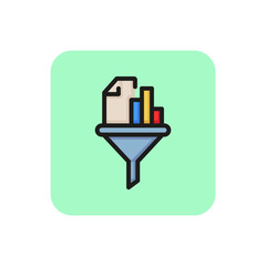 Poster - Data filter line icon. Report, diagram, funnel. Data conversion concept. Can be used for topics like analysis, programming, research.