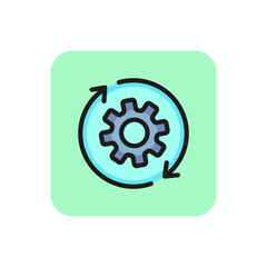 Poster - Gear with reprocessing sign line icon. Update, cycle, arrow. Processing concept. Can be used for topics like refresh, recycling, reload