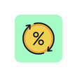 Rebate percent line icon. Interest, arrow, circle. Loan concept. Can be used for topics like banking, interest rate, finance.