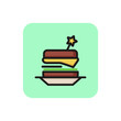 Line icon of sandwich on plate. Hamburger, snack, canape. Meal concept. For topics like food, menu, restaurant