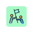 Teamwork achievement line icon. Team, flag, winning. Success concept. Can be used for topics like business, management, leadership