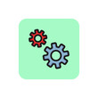 Two gears line icon. Cog, cogwheel, setting. Processing concept. Can be used for topics like digital technology, electronics, engineering