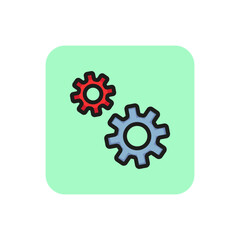Poster - Two gears line icon. Cog, cogwheel, setting. Processing concept. Can be used for topics like digital technology, electronics, engineering