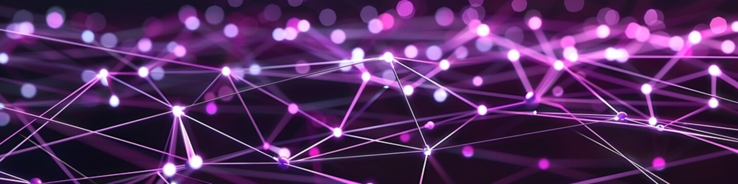 A network of digital connections in vivid purple and soft lilac