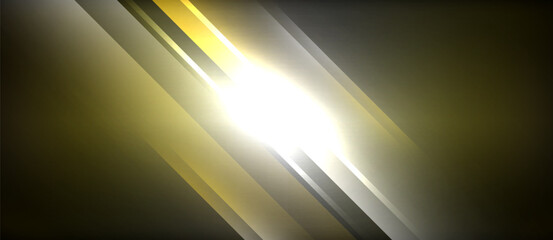 Poster - Amber tints and shades of light illuminate the darkness of a black background, creating a striking pattern on a composite material surface