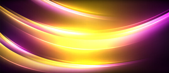 Leinwandbilder - A vibrant display of colorfulness with shades of orange, amber, magenta, and electric blue forming a unique pattern resembling a wave on a black background