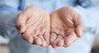 © peopleimages.com - Hands, charity and community with a person begging for financial aid, donation and unemployment or poverty. Support, insurance and investment, compassion or kindness for company workplace or job loss