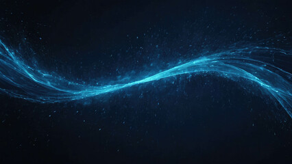 Poster - Abstract blue energy waves from particles of futuristic high-tech glowing background