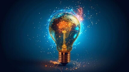 Wall Mural - Creativity and Design: A 3D vector illustration of a lightbulb with a globe inside