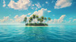 © Porawit - focus on, tropical island escape theme, surreal, Overlay, deserted island as backdrop.
