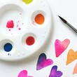 Close-Up Shot of Watercolored Hearts
