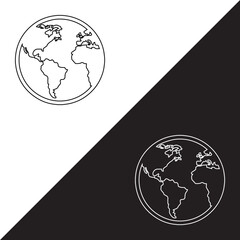 Poster - Globe icon vector. Earth icon sign symbol in trendy flat style. Planet vector icon illustration isolated on white and black background
