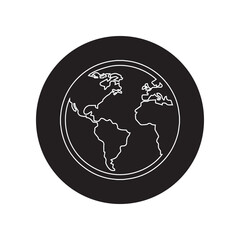 Poster - Globe icon vector. Earth logo design. Planet vector icon illustration in circle isolated on white background