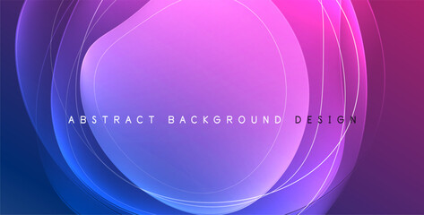 Colorful transparent flowing fluid shapes with glow effect geometric background. Wavy lines round forms. Vector illustration For Wallpaper, Banner, Background, Card, Book Illustration, landing page