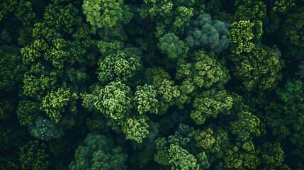 Aufkleber - Aerial top view forest tree Rainforest ecosystem and healthy environment concept and background Texture of green tree forest view from above : Generative AI