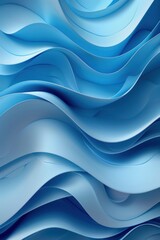 Poster - Blue paper waves in abstract formation create a dynamic background