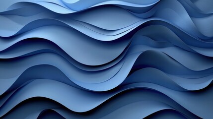 Poster - Blue abstract background featuring wavy shapes in varying shades