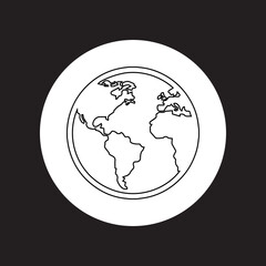 Poster - Globe icon vector. Earth logo design. Planet vector icon illustration in circle isolated on black background