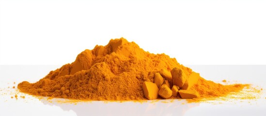 Poster - A copy space image showcasing turmeric powder against a white background