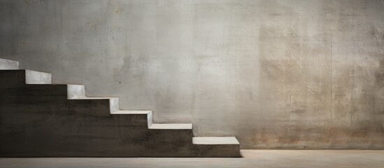 Fototapete - An image showing a side view of worn and aged concrete stairs with empty space for text or other elements. Creative banner. Copyspace image